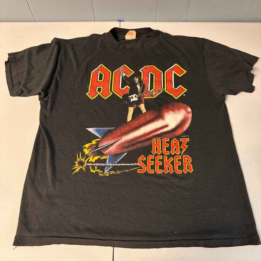 Vintage AC/DC Heat Seeker World Tour 1988 Band Tee Shirt XL USA ACDC